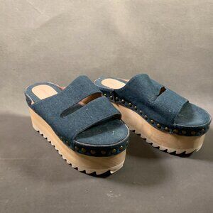 Jeffrey Campbell Denim Studded Slides Platforms size 10 women’s
